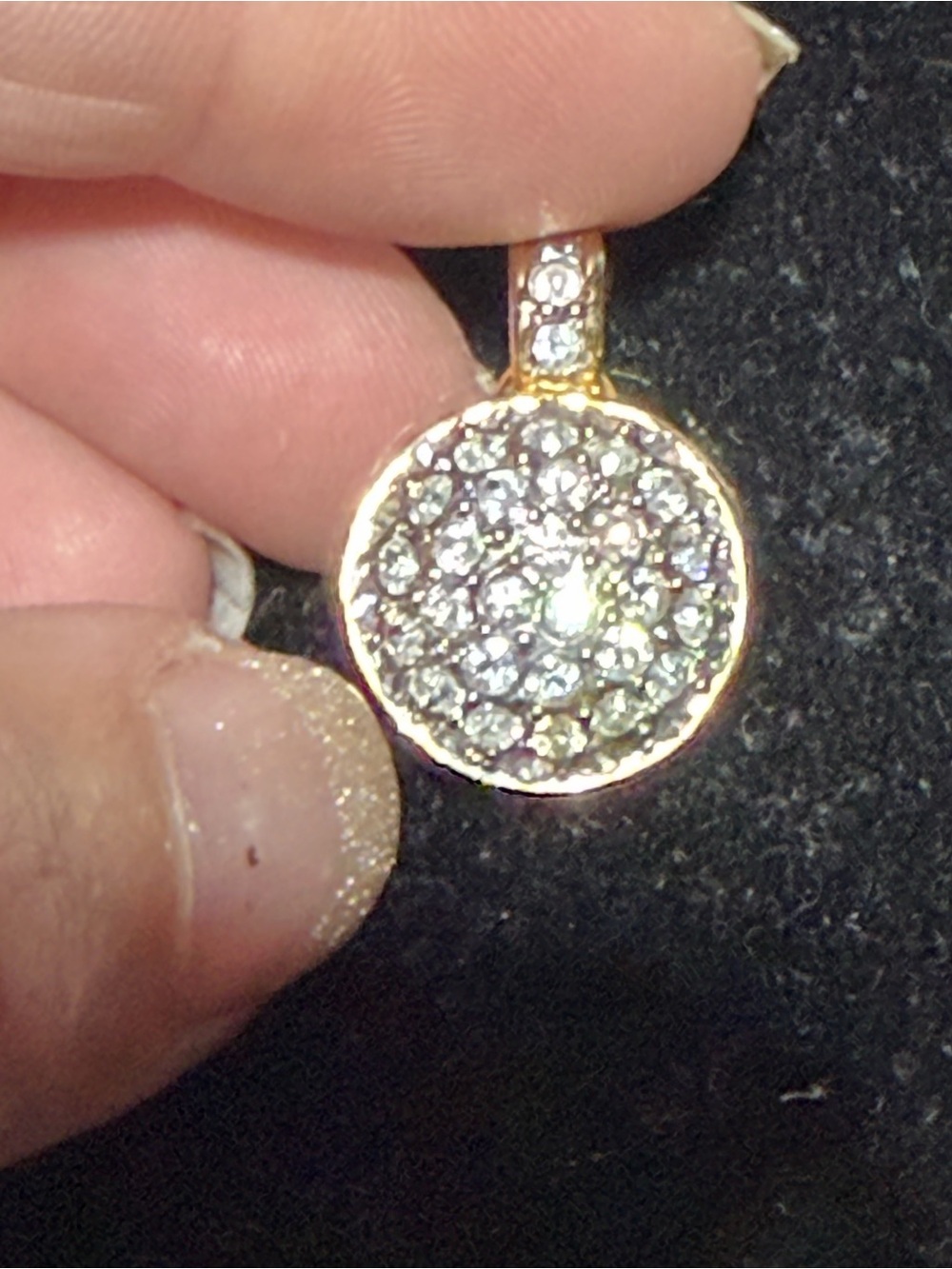 Gold-Tone Clear Rhinestone Pave Ball Pendant